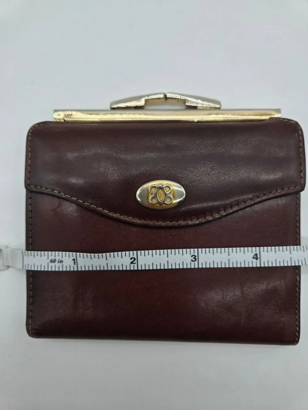 Vintage Bosca Burgundy Leather Kiss Lock Wallet Coin Purse Bifold Organizer